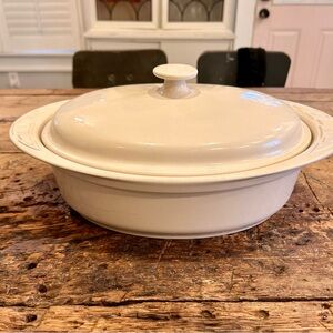 Longaberger Cream Woven Traditionals 3.5 quart Oval Casserole Dish